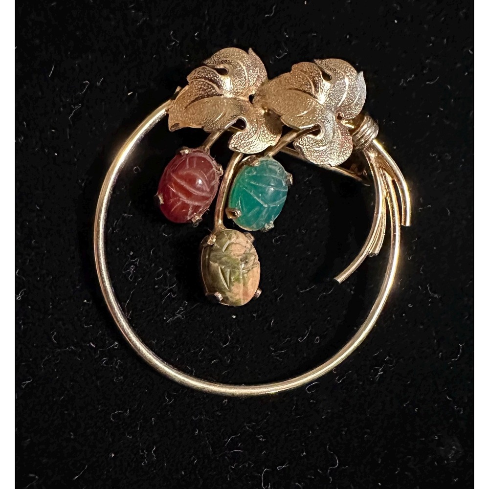Vintage Burt Cassell Scarab 12k Gold Filled‎ Pin